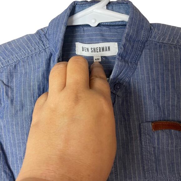 Ben Sherman Striped Short Sleeve Collared Button Front Shirt Blue White Size 5 - Picture 4 of 5